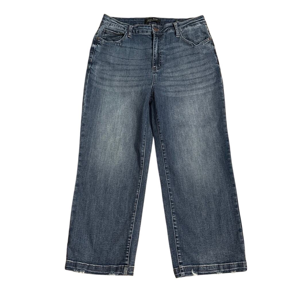 Judy Blue Size 32 Wide Leg Jeans Ankle Cropped High Rise